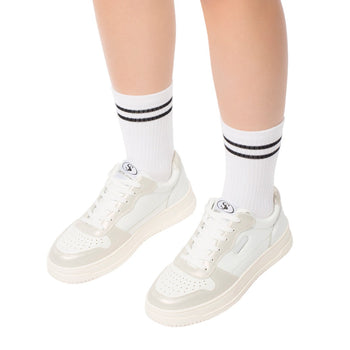 Sneakers bianche e beige da donna con dettagli traforati Swish Jeans, Donna, SKU w014001020, Immagine 0